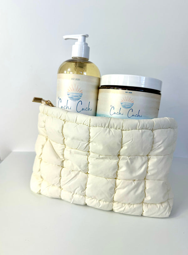 Ivory Quilter Puffer Toiletry Bag